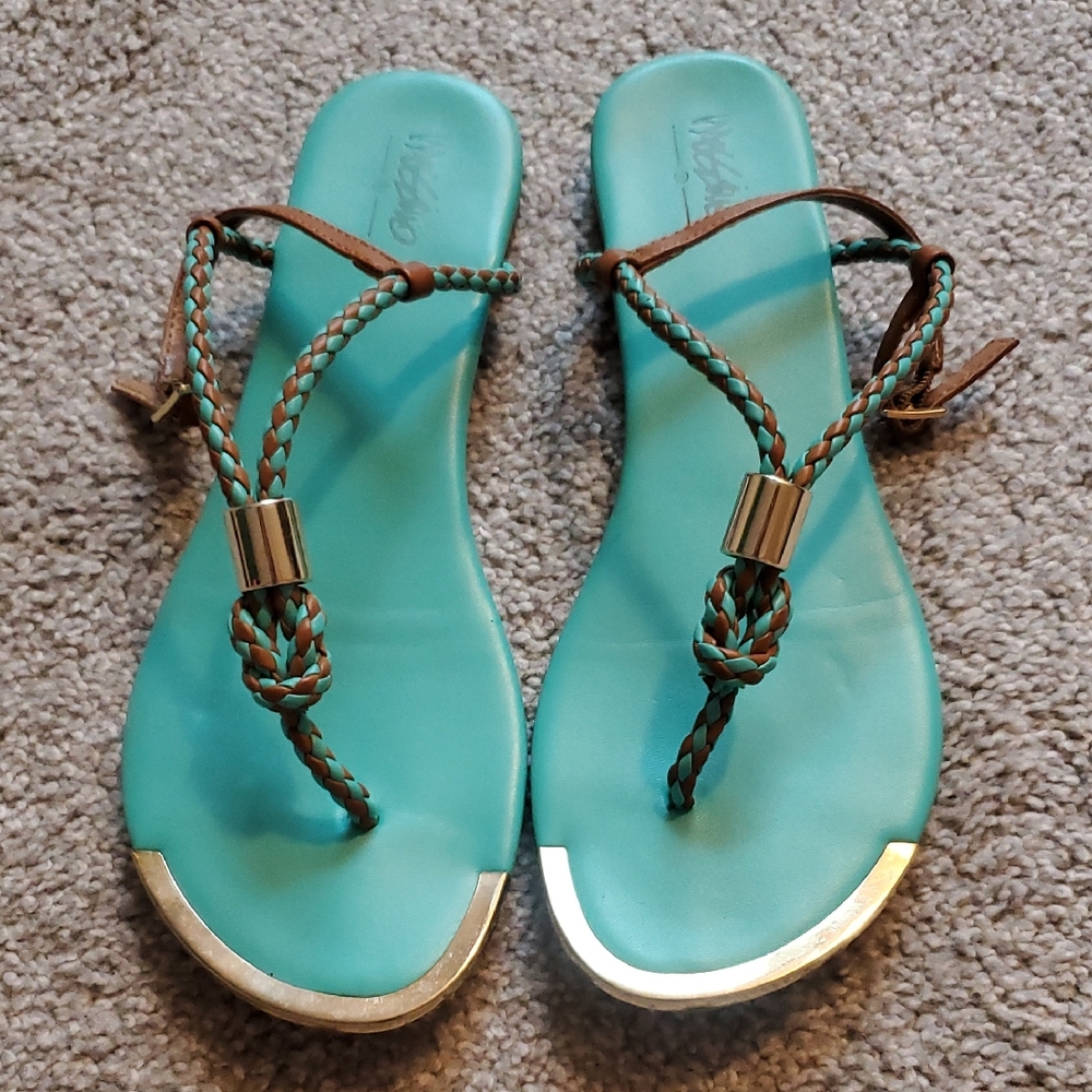 Mossimo Supply Co Blue and Brown Sandals with Thong Design